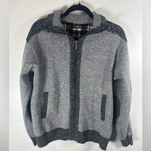 Yeokou Men’s full zip-up Cardigan Sweater Fleece Lining Cashmere Wool sz Large